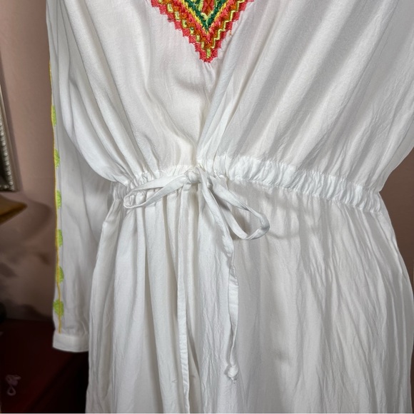 Shoshanna swim wear Bohemian embroidered Tie Waist mini Dress Cover up White 🎁 - Picture 9 of 16